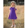image:imageStelle Girls Cotton Short Sleeve Twirl Skater Dress 3T12Y  TwirlFriendly Skirt A LineCriss Cross BackDress for SchoolDancePlaywearCasualActiveSoft Stretch Breathable ComfyCd001purplecold Shoulder