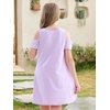 image:imageStelle Girls Cotton Short Sleeve Twirl Skater Dress 3T12Y  TwirlFriendly Skirt A LineCriss Cross BackDress for SchoolDancePlaywearCasualActiveSoft Stretch Breathable ComfyCd001lavendercold Shoulder
