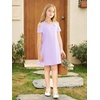 image:imageStelle Girls Cotton Short Sleeve Twirl Skater Dress 3T12Y  TwirlFriendly Skirt A LineCriss Cross BackDress for SchoolDancePlaywearCasualActiveSoft Stretch Breathable ComfyCd001lavendercold Shoulder