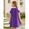 image:imageStelle Girls Cotton Short Sleeve Twirl Skater Dress 3T12Y  TwirlFriendly Skirt A LineCriss Cross BackDress for SchoolDancePlaywearCasualActiveSoft Stretch Breathable ComfyCd001purplecold Shoulder