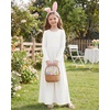image:imageStelle Girls Long Sleeve Maxi Dress with Pockets 615 Years  Crew NeckAnkle LengthHigh WaistStretchableTwirlyA Line Spring Fall DressesChurchLong Dress for Little KidTeenTweenWhite