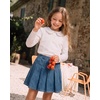 image:imageStelle Girls Long Sleeve Polo Shirts School Uniform Peter Pan Collar Tops  Puff Sleeve Lace Trim CottonBlend Button Down SolidColor White Blouse Classic Lightweight Breathable Kids ClothesWhite