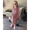 image:imageStelle Girls Long Sleeve Velvet Dress Ruffled Crew Neck Midi ALine Dresses Vintage Formal Party Winter Outfits Rose ClayXS