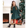 image:imageStelle Girls Long Sleeve Velvet Dress with Pockets 515 Years  Bell SleeveKnee LengthRibbedA LineTwirly DressHigh WaistFallWinter DressHolidayChristmasNew Years EvePartyPeacock Blue