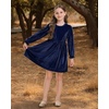image:imageStelle Girls Long Sleeve Velvet Dress with Pockets 515 Years  Bell SleeveKnee LengthRibbedA LineTwirly DressHigh WaistFallWinter DressHolidayChristmasNew Years EvePartyIndigo