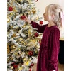 image:imageStelle Girls Long Sleeve Velvet Dress with Pockets 515 Years  Bell SleeveKnee LengthRibbedA LineTwirly DressHigh WaistFallWinter DressHolidayChristmasNew Years EvePartyRuby