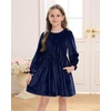 image:imageStelle Girls Long Sleeve Velvet Dress with Pockets 515 Years  Bell SleeveKnee LengthRibbedA LineTwirly DressHigh WaistFallWinter DressHolidayChristmasNew Years EvePartyIndigo