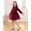 image:imageStelle Girls Long Sleeve Velvet Dress with Pockets 515 Years  Bell SleeveKnee LengthRibbedA LineTwirly DressHigh WaistFallWinter DressHolidayChristmasNew Years EvePartyRuby