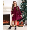 image:imageStelle Girls Long Sleeve Velvet Dress with Pockets 515 Years  Bell SleeveKnee LengthRibbedA LineTwirly DressHigh WaistFallWinter DressHolidayChristmasNew Years EvePartyRuby