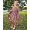 image:imageStelle Girls Long Sleeve Velvet Dress with Pockets 515 Years  Bell SleeveKnee LengthRibbedA LineTwirly DressHigh WaistFallWinter DressHolidayChristmasNew Years EvePartyRose Clay