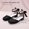 image:imageStelle Girls Low Heel Dress Shoes with Detachable Bow for Wedding PartyBlack Glitter