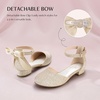 image:imageStelle Girls Low Heel Dress Shoes with Detachable Bow for Wedding PartyGold