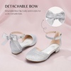 image:imageStelle Girls Low Heel Dress Shoes with Detachable Bow for Wedding PartySilver