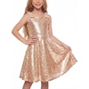 image:imageStelle Girls Sequin Dress Sleeveless ALine Sparkly Dresses 515 Y  Bow on Shoulder Zipper BackFully LiningScoop NeckTwirlyBirthday Formal Party Fancy Graduation Wedding Christmas HolidayRose Gold