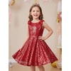 image:imageStelle Girls Sequin Dress Sleeveless ALine Sparkly Dresses 515 Y  Bow on Shoulder Zipper BackFully LiningScoop NeckTwirlyBirthday Formal Party Fancy Graduation Wedding Christmas HolidayRed