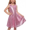 image:imageStelle Girls Sequin Dress Sleeveless ALine Sparkly Dresses 515 Y  Bow on Shoulder Zipper BackFully LiningScoop NeckTwirlyBirthday Formal Party Fancy Graduation Wedding Christmas HolidayPink