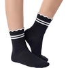 image:imageStelle Girls Socks Ruffle Socks for Girls Cotton Striped Crew Sock Girls Athletic Socks3 Black Stripes2 Black