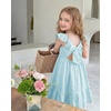 image:imageStelle Girls Square Neck Flutter Sleeve Tie Back Dress 515 Y  Smocked WaistCriss Cross Back BowCotton Lining Knee LengthBreathableStretchableEasterSpringSummerVacationBeachLight Blue