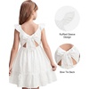 image:imageStelle Girls Square Neck Flutter Sleeve Tie Back Dress 515 Y  Smocked WaistCriss Cross Back BowCotton Lining Knee LengthBreathableStretchableEasterSpringSummerVacationBeachWhite