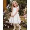 image:imageStelle Girls Square Neck Flutter Sleeve Tie Back Dress 515 Y  Smocked WaistCriss Cross Back BowCotton Lining Knee LengthBreathableStretchableEasterSpringSummerVacationBeachWhite