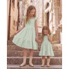 image:imageStelle Girls Square Neck Flutter Sleeve Tie Back Dress 515 Y  Smocked WaistCriss Cross Back BowCotton Lining Knee LengthBreathableStretchableEasterSpringSummerVacationBeachPastel Green