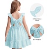 image:imageStelle Girls Square Neck Flutter Sleeve Tie Back Dress 515 Y  Smocked WaistCriss Cross Back BowCotton Lining Knee LengthBreathableStretchableEasterSpringSummerVacationBeachLight Blue