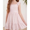 image:imageStelle Girls Square Neck Flutter Sleeve Tie Back Dress 515 Y  Smocked WaistCriss Cross Back BowCotton Lining Knee LengthBreathableStretchableEasterSpringSummerVacationBeachLight Pink