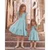 image:imageStelle Girls Square Neck Flutter Sleeve Tie Back Dress 515 Y  Smocked WaistCriss Cross Back BowCotton Lining Knee LengthBreathableStretchableEasterSpringSummerVacationBeachLight Blue