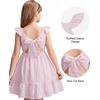 image:imageStelle Girls Square Neck Flutter Sleeve Tie Back Dress 515 Y  Smocked WaistCriss Cross Back BowCotton Lining Knee LengthBreathableStretchableEasterSpringSummerVacationBeachLilac
