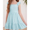 image:imageStelle Girls Square Neck Flutter Sleeve Tie Back Dress 515 Y  Smocked WaistCriss Cross Back BowCotton Lining Knee LengthBreathableStretchableEasterSpringSummerVacationBeachLight Blue