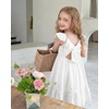 image:imageStelle Girls Square Neck Flutter Sleeve Tie Back Dress 515 Y  Smocked WaistCriss Cross Back BowCotton Lining Knee LengthBreathableStretchableEasterSpringSummerVacationBeachWhite