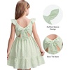 image:imageStelle Girls Square Neck Flutter Sleeve Tie Back Dress 515 Y  Smocked WaistCriss Cross Back BowCotton Lining Knee LengthBreathableStretchableEasterSpringSummerVacationBeachPastel Green
