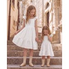 image:imageStelle Girls Square Neck Flutter Sleeve Tie Back Dress 515 Y  Smocked WaistCriss Cross Back BowCotton Lining Knee LengthBreathableStretchableEasterSpringSummerVacationBeachWhite