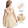 image:imageStelle Girls Square Neck Flutter Sleeve Tie Back Dress 515 Y  Smocked WaistCriss Cross Back BowCotton Lining Knee LengthBreathableStretchableEasterSpringSummerVacationBeachButter