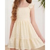image:imageStelle Girls Square Neck Flutter Sleeve Tie Back Dress 515 Y  Smocked WaistCriss Cross Back BowCotton Lining Knee LengthBreathableStretchableEasterSpringSummerVacationBeachButter