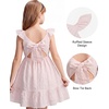 image:imageStelle Girls Square Neck Flutter Sleeve Tie Back Dress 515 Y  Smocked WaistCriss Cross Back BowCotton Lining Knee LengthBreathableStretchableEasterSpringSummerVacationBeachLight Pink