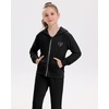 image:imageStelle Girls Velour Tracksuits Zip Up Hoodies Joggers with Pockets 515 Y  Sweatshirt with PocketsChin GuardElastic WaistFall Winter OutfitsHolidayChristmasToddlerLittle Girl TweenTeenPreppyBlack