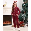 image:imageStelle Girls Velour Tracksuits Zip Up Hoodies Joggers with Pockets 515 Y  Sweatshirt with PocketsChin GuardElastic WaistFall Winter OutfitsHolidayChristmasToddlerLittle Girl TweenTeenPreppyRuby