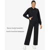 image:imageStelle Sweat Suits for Womens 2 Piece Sweat Set Long Sleeve Hoodie Sweatsuits Sets Drawstring Sweatpants with PocketsBlack