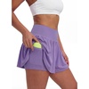 image:imageStelle Women 2 in 1 Running Shorts Flowy Athletic Short High Waisted Workout Tennis Gym Short with Liner PocketsLavender
