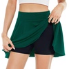 image:imageStelle Women Casual Skater Skirts with Shorts Underneath Basic Versatile Flared Mini SkortsGreen