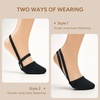image:imageStelle Women Lyrical Shoes Half Soles Pirouettes Dance Canvas Turners  Highly stretch canvas Suede outsole Presewn elastic straps Pirouettes Lyrical dance Contemporary dance FlexibleBlack