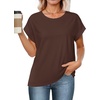 image:imageStelle Women Modal Soft Crewneck Cap Short Sleeve T Shirts Summer Tops Trendy Basic Casual Clothes 2025Cocoa