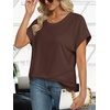 image:imageStelle Women Modal Soft Crewneck Cap Short Sleeve T Shirts Summer Tops Trendy Basic Casual Clothes 2025Cocoa
