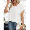 image:imageStelle Women Modal Soft Crewneck Cap Short Sleeve T Shirts Summer Tops Trendy Basic Casual Clothes 2025Creme