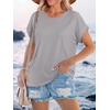 image:imageStelle Women Modal Soft Crewneck Cap Short Sleeve T Shirts Summer Tops Trendy Basic Casual Clothes 2025Grey