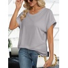 image:imageStelle Women Modal Soft Crewneck Cap Short Sleeve T Shirts Summer Tops Trendy Basic Casual Clothes 2025Grey