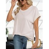 image:imageStelle Women Modal Soft Crewneck Cap Short Sleeve T Shirts Summer Tops Trendy Basic Casual Clothes 2025Oat Milk