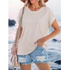 image:imageStelle Women Modal Soft Crewneck Cap Short Sleeve T Shirts Summer Tops Trendy Basic Casual Clothes 2025Oat Milk