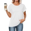 image:imageStelle Women Modal Soft Crewneck Cap Short Sleeve T Shirts Summer Tops Trendy Basic Casual Clothes 2025Offwhite